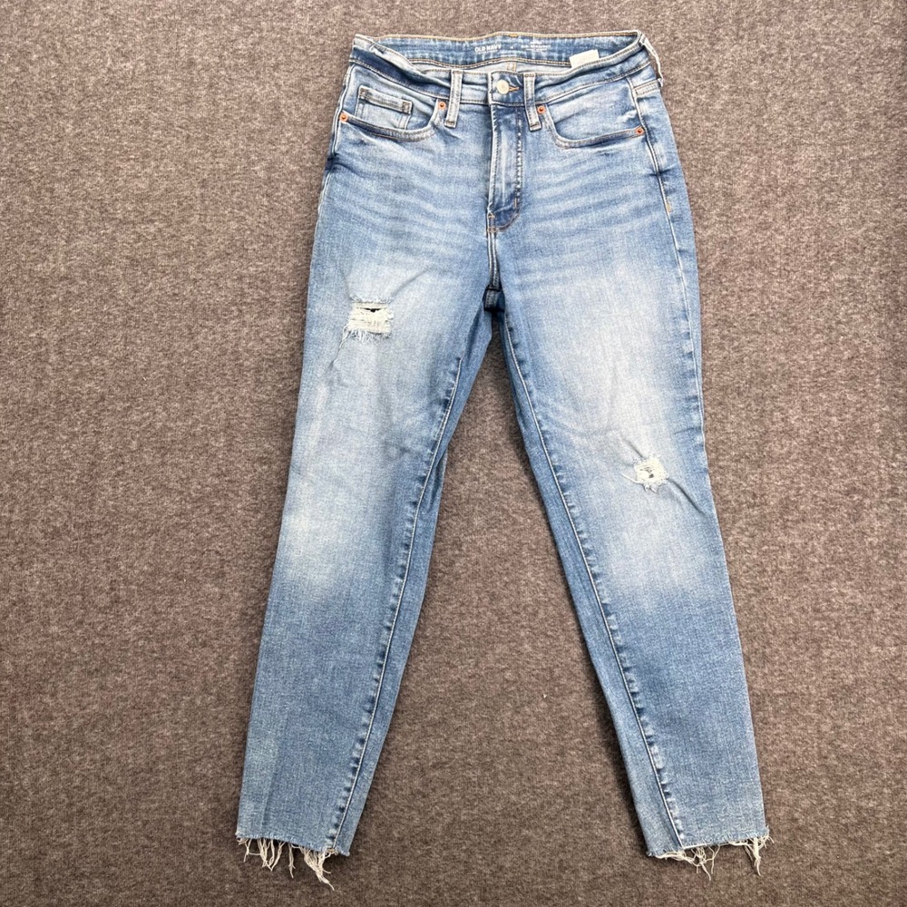 Old Navy OG Straight High Rise Distressed Ankle Jeans Light Wash Womens 4